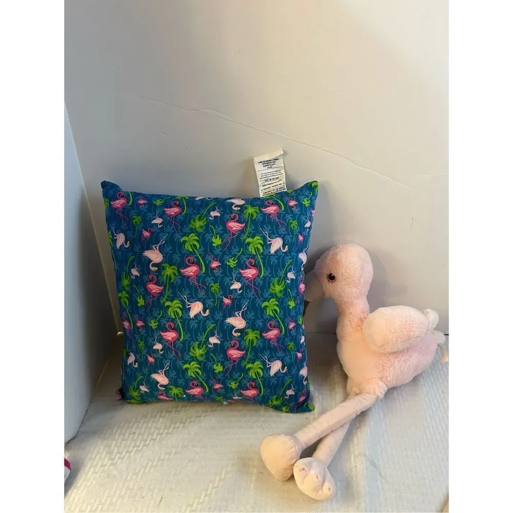 Flamingo Palm trees pillow 16x15